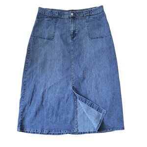 Vintage Denim Maxi Skirt Front Slit Pockets Hi Jeans Blue Jean Yellowstone Weste